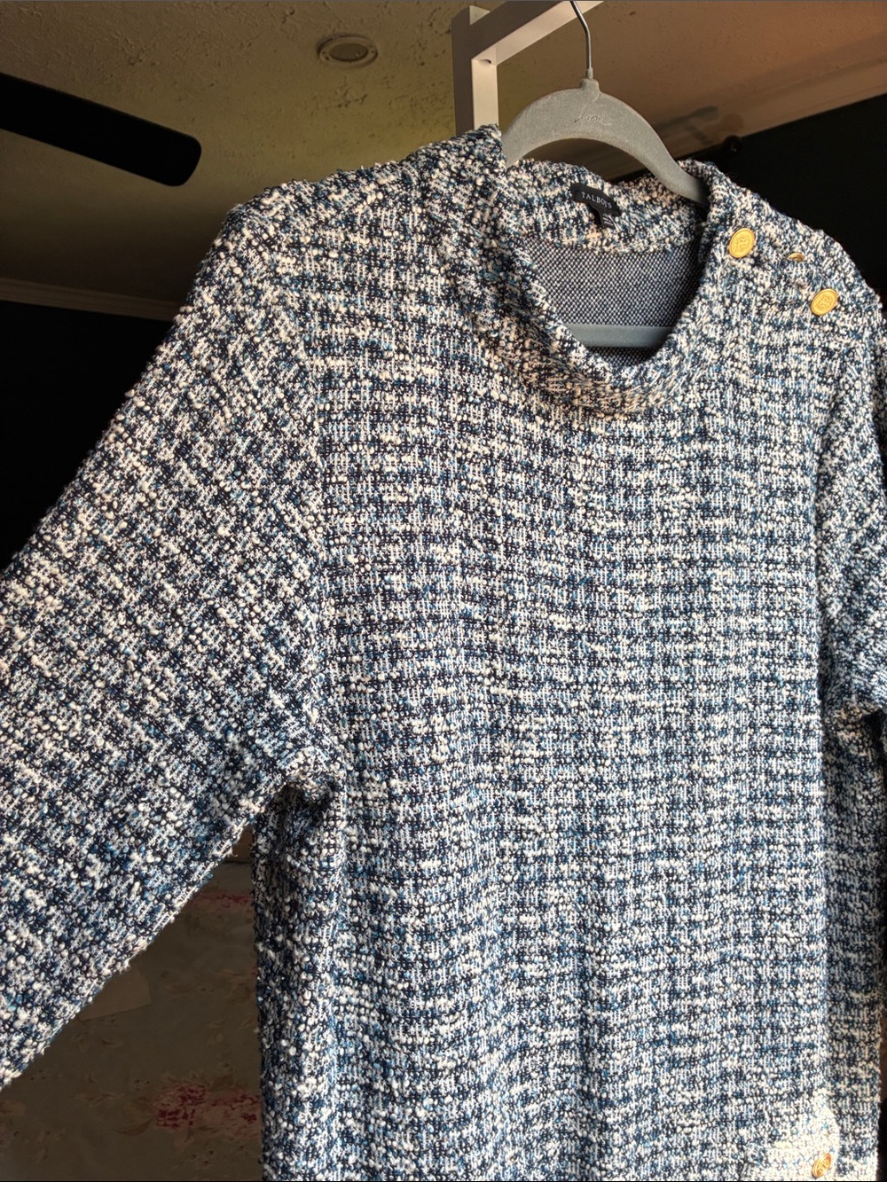 Talbots Tweed Shift Dress Gold Button Details on Collar and Pockets SZ XL (616) - Picture 2 of 13